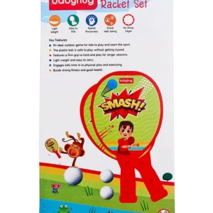 Junior Plastic Racket Set - FOR KIDS 4+ AGE Improves Hand-Eye Coordination & Motor Skills | Lightweight & Easy Grip | Safe for Active Play | BIS Certified
