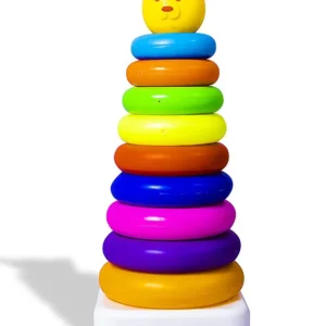 Vinmot 9 Pcs Educational Multicolored Stacking Teddy Plastic Rings Tower Set for Kids