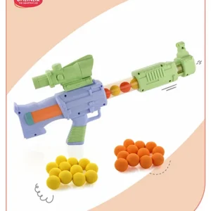 Premium Blaster Gun with 6 Soft Foam Balls|Safe & Easy-to-Use|Bright Colors for Visual Stimulation|Indoor & Outdoor Play|Improves Hand-Eye Coordination|Age 3+|BIS|Blue & Yellow