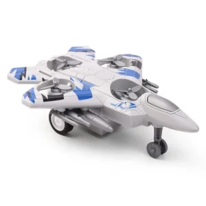 ABP FIGHTER PLANE TOY Friction Powered Fighter Plane Toy with Four Rotating Fans - Blue & Grey| Play Vehicle for Early Learning| Fun Toy for 3+ Years| BIS Certified| Imaginative Play| Gifting Idea
