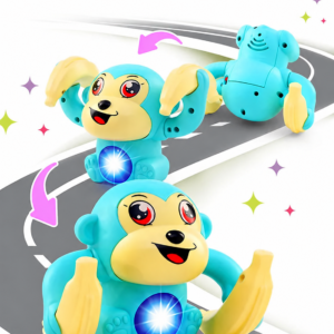 Play Nation Teal Color Tumbling Monkey Musical Toy For Kids| 360 Degree Flip Rolling Toy For 2-4 Years Kids| Tumble Toy With Voice, Musical Light & Sound Effects| Improves Hand Eye Co-ordination| Gifting Toy| BIS Certified (Color May Vary)